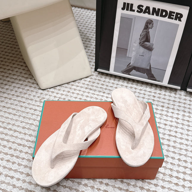 LP 26S THONG SANDALS IN LIGHT BEIGE SUEDE