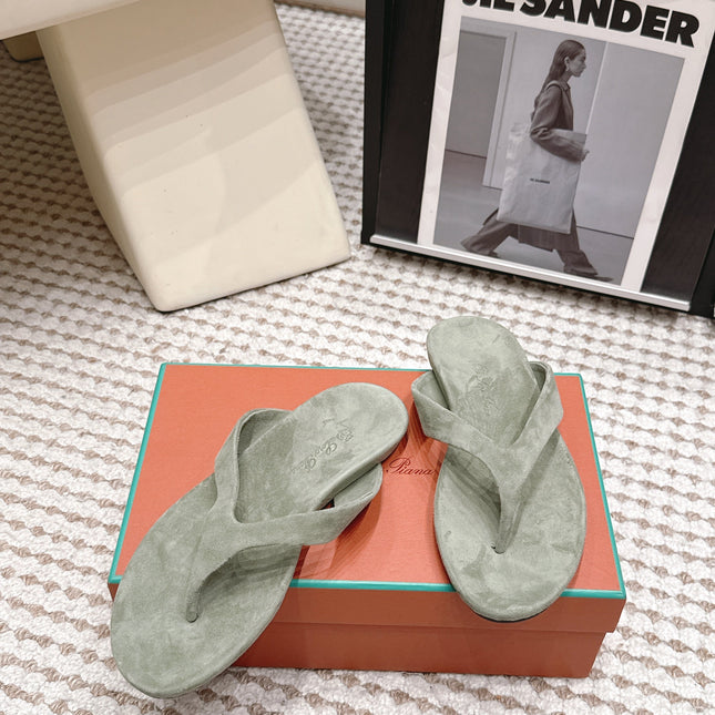 LP 26S THONG SANDALS IN SAGE GREEN SUEDE
