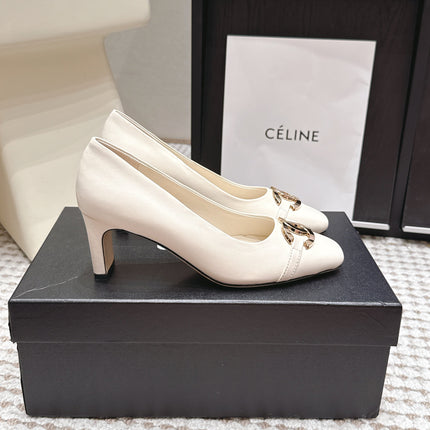 CHANEL 26S HIGH HEELS 75 MM IN WHITE CALFSKIN WITH GOLD-TONE CC LOGO