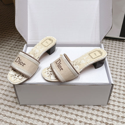 DIOR 26S D-WAY HEELED SLIDE IN MULTICOLOR CANVAS STYLE 08