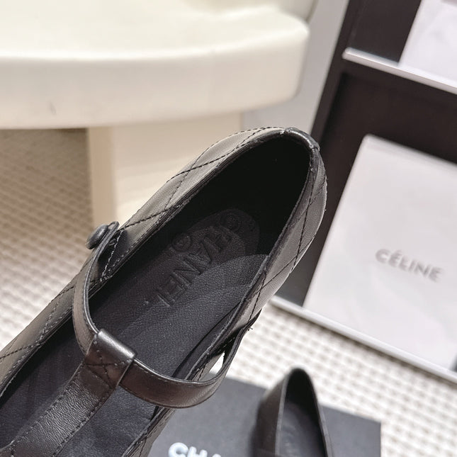 CHANEL 26S MARY JANE FLATS IN BLACK LAMBSKIN WITH  CC LOGO