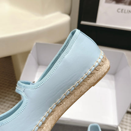 CHANEL 26S MARY JANE FLATS IN LIGHT BLUE LAMBSKIN ESPADRILLE SOLE