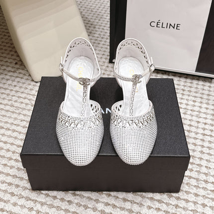 CHANEL 26S HIGH HEELS 50 MM IN WHITE RHINESTONE EMBELLISHED