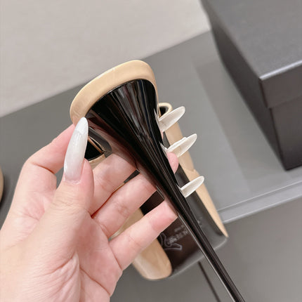 YSL 26S HIGH-HEEL SANDALS 155 MM IN BEIGE PATENT LEATHER