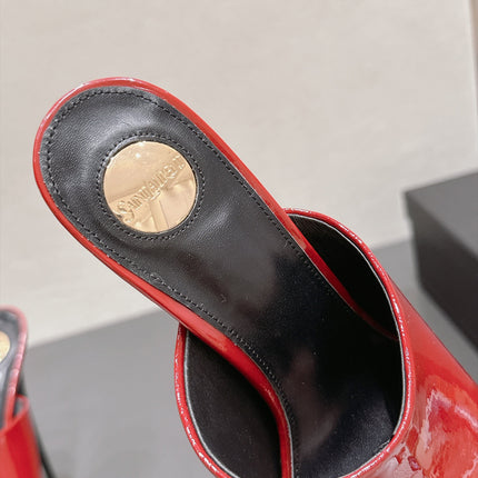 YSL 26S HIGH-HEEL SANDALS 155 MM IN DARK RED PATENT LEATHER