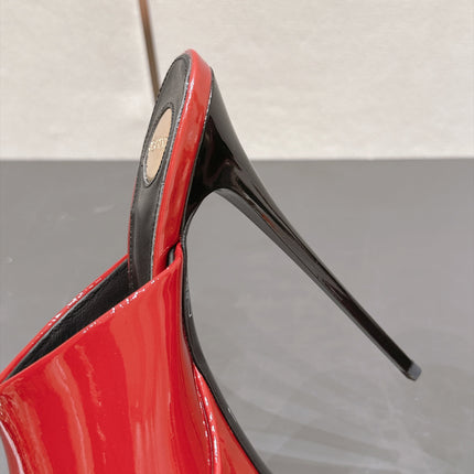 YSL 26S HIGH-HEEL SANDALS 155 MM IN DARK RED PATENT LEATHER