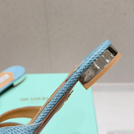 AQUAZZURA 26S SANDALS IN LIGHT BLUE WOVEN RAFFIA