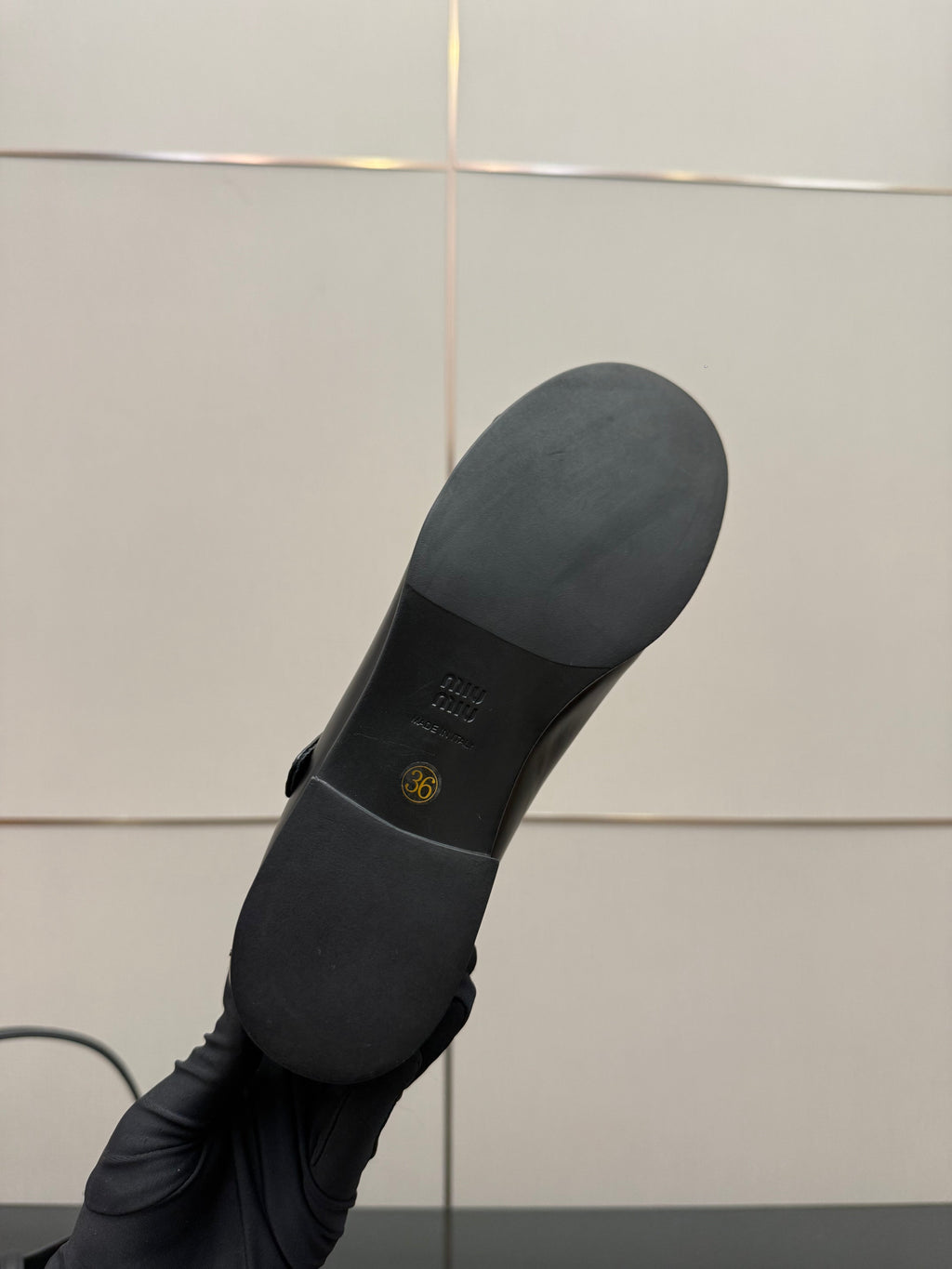 MIUMIU 25S LOAFERS WITH STRAP IN BLACK LAMBSKIN