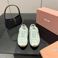 MIUMIU 25S SNEAKERS IN POWDER BLUE PLUME SATIN