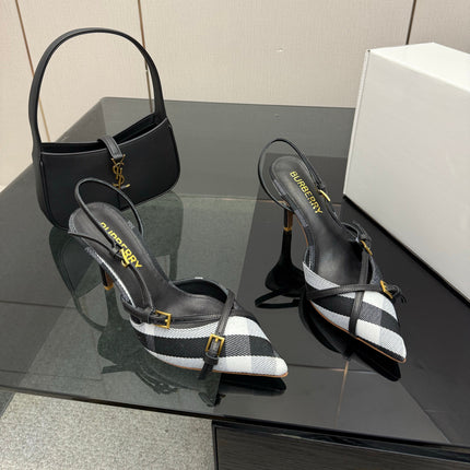 BURBERRY 26S SLINGBACK HEELS 85 MM IN STRIPED COLOR COORDINATION FABRIC STYLE 9
