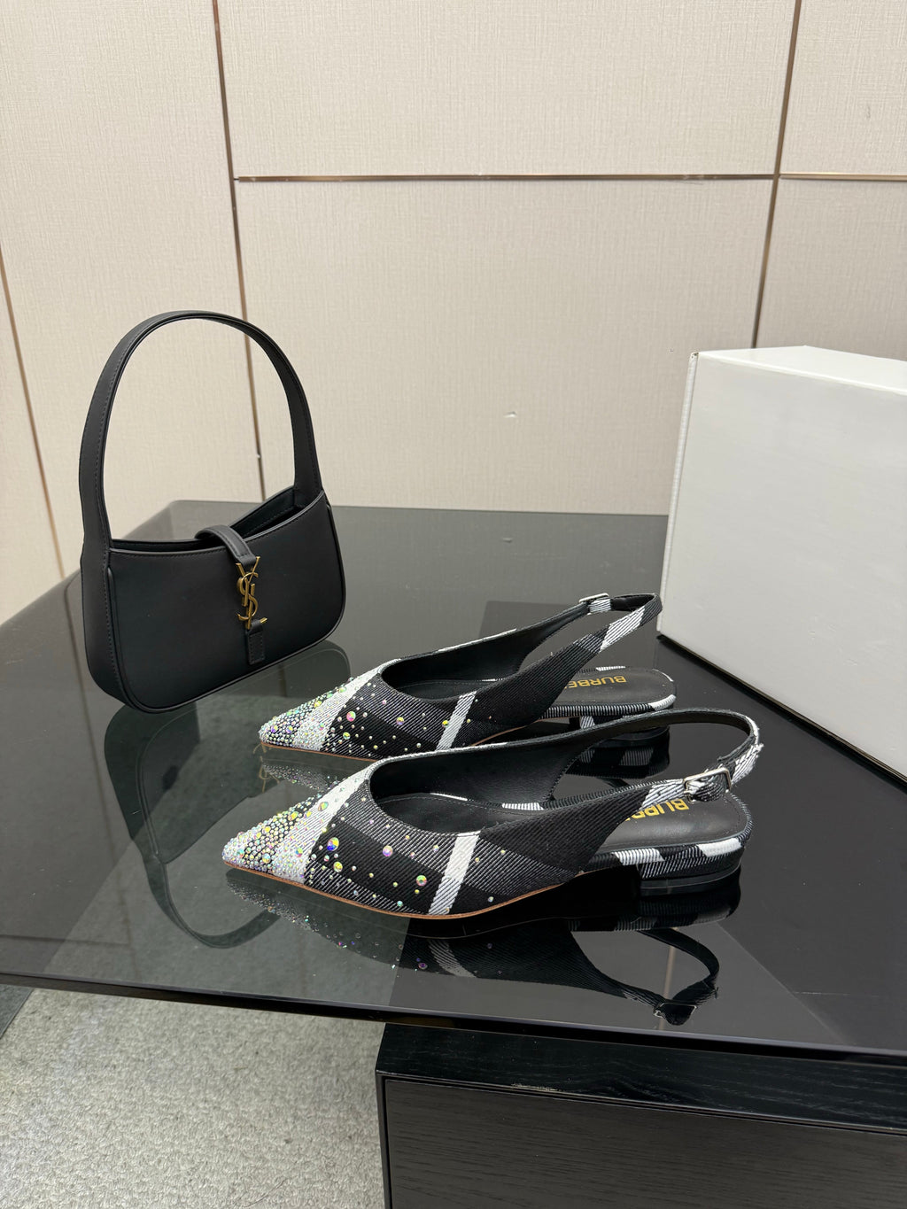 BURBERRY 26S SLINGBACK IN STRIPED COLOR COORDINATION FABRIC STYLE 3