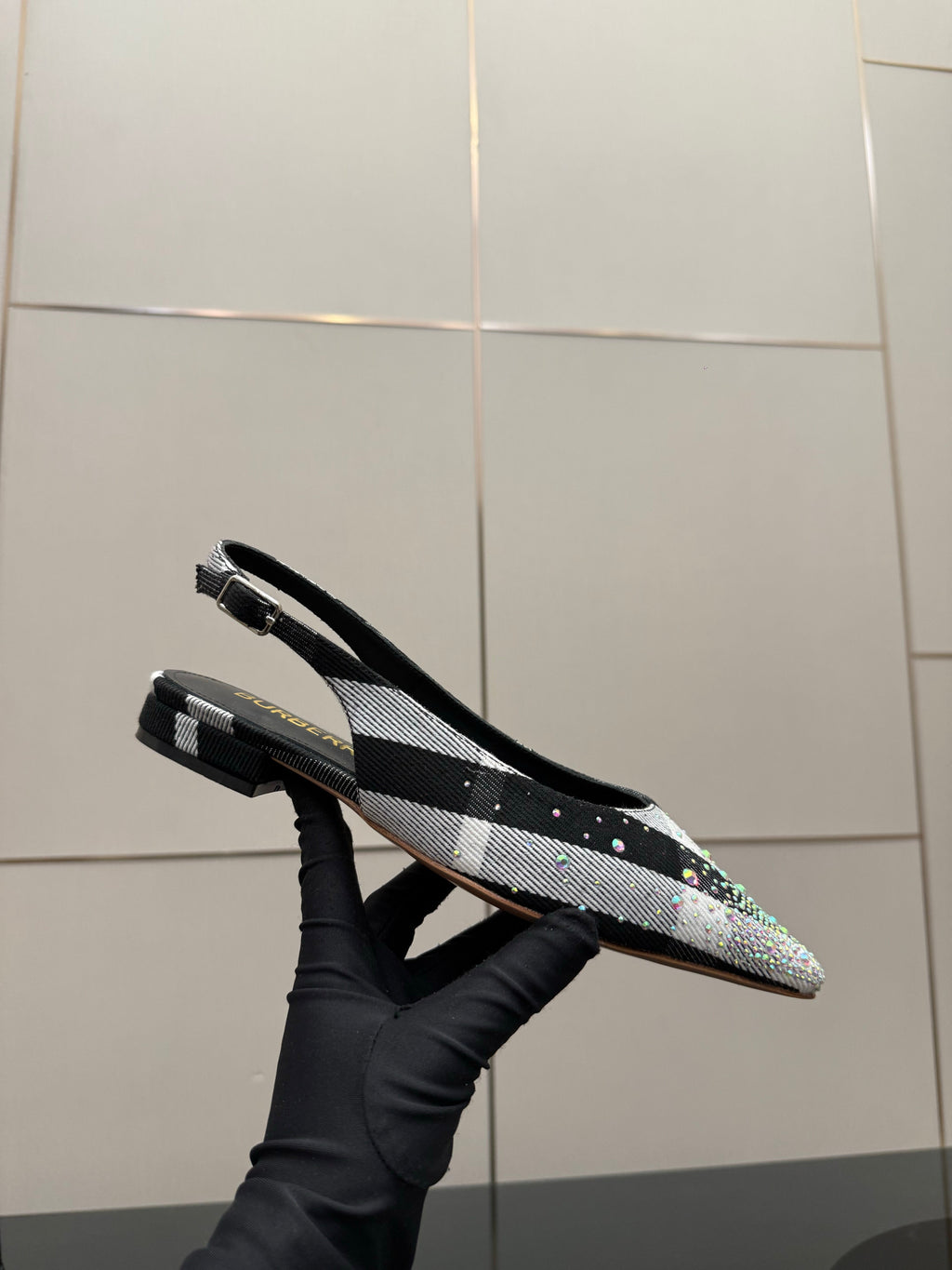 BURBERRY 26S SLINGBACK IN STRIPED COLOR COORDINATION FABRIC STYLE 3