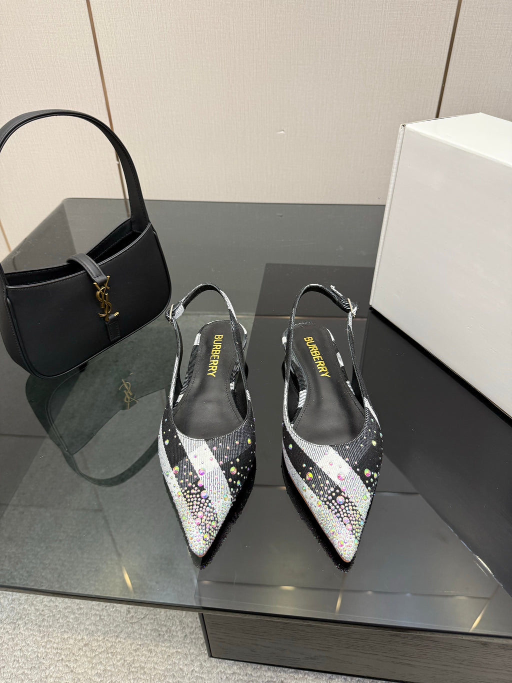 BURBERRY 26S SLINGBACK IN STRIPED COLOR COORDINATION FABRIC STYLE 3