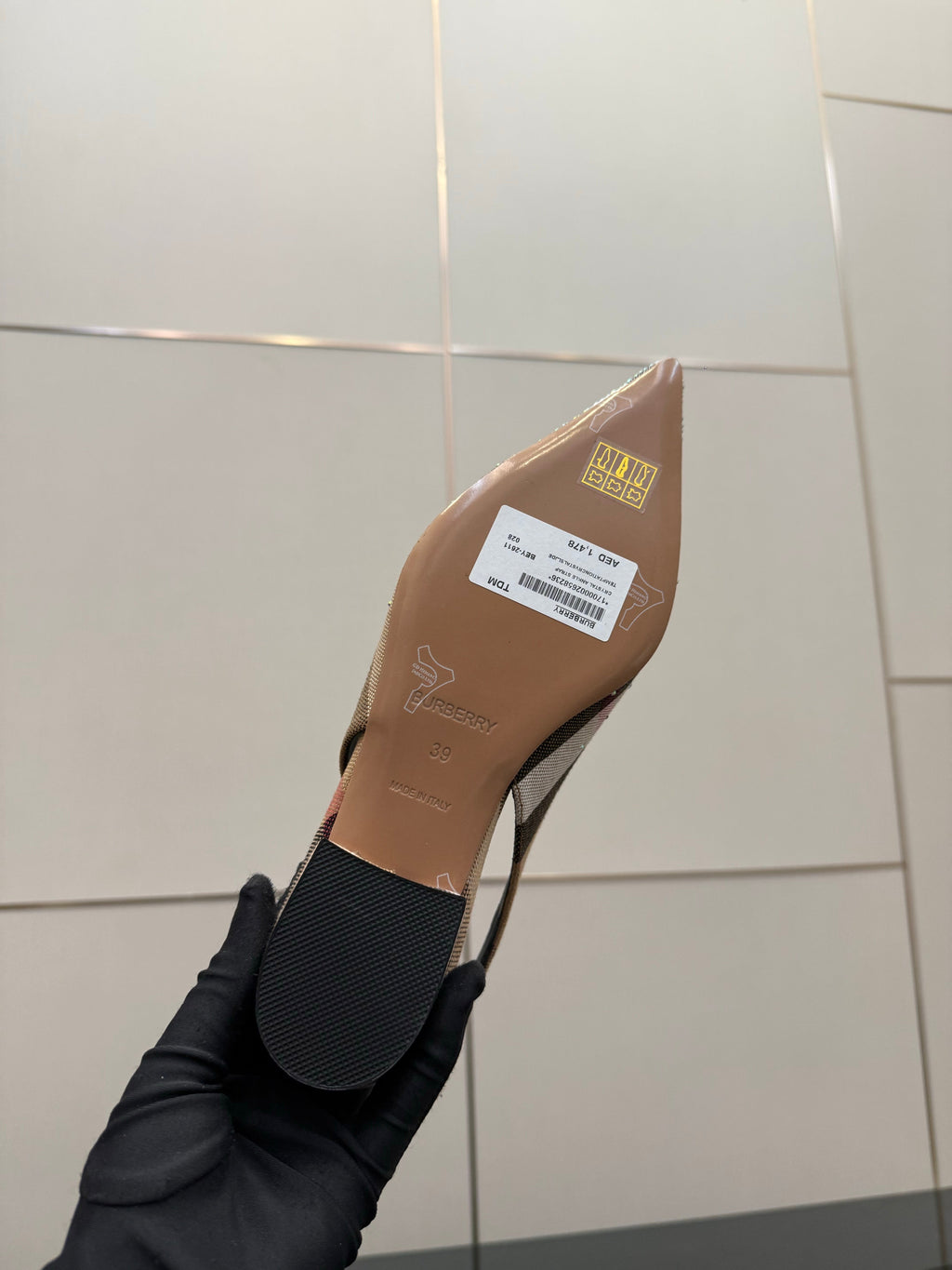 BURBERRY 26S SLINGBACK IN STRIPED COLOR COORDINATION FABRIC