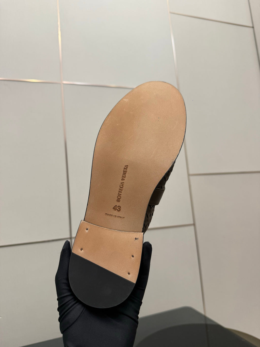 BOTTEGA VENETA 26S BACKLESS LOAFERS IN BROWN TECHNICAL WOVEN CALFSKIN