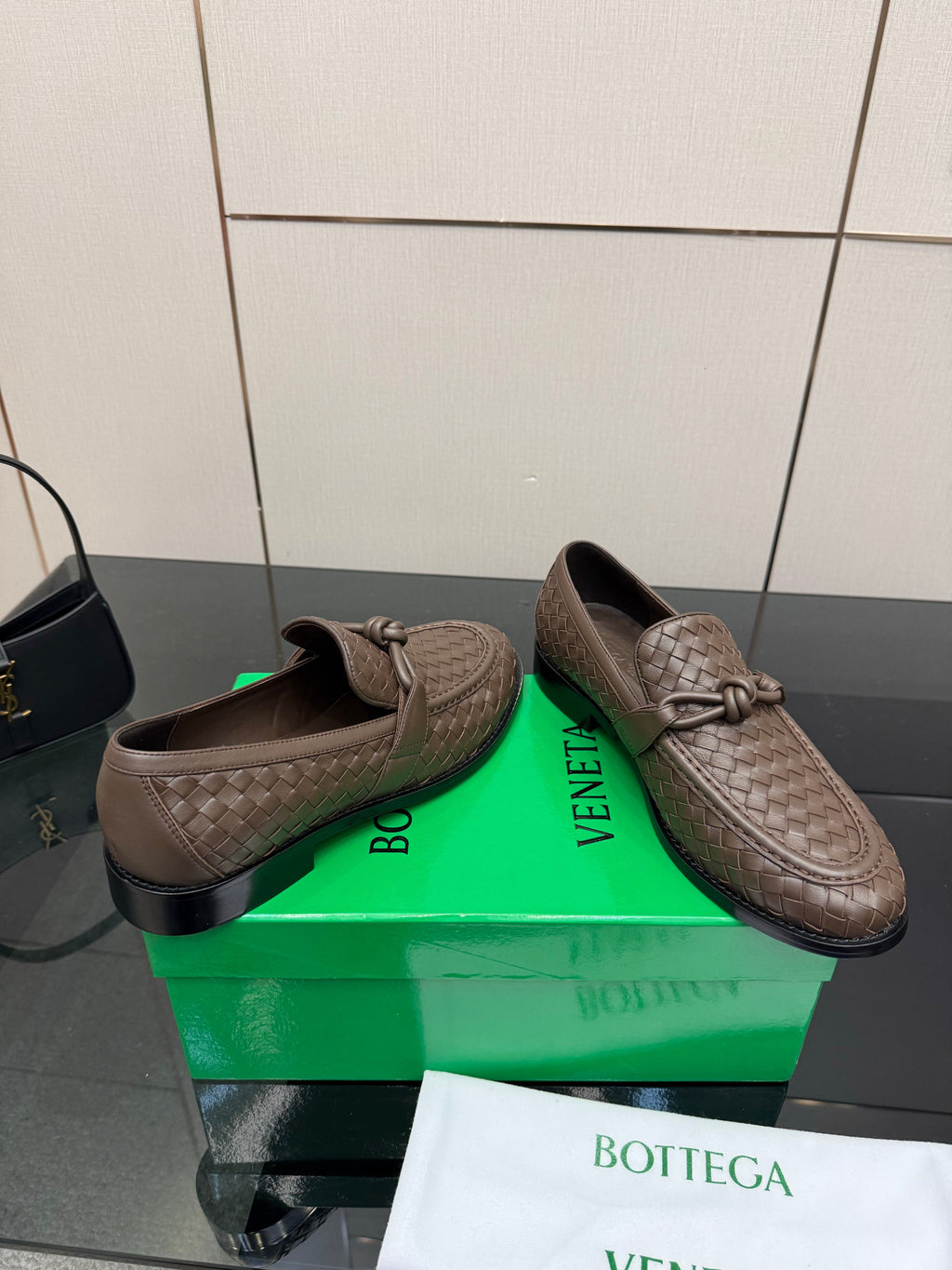 BOTTEGA VENETA 26S LOAFERS IN BROWN TECHNICAL WOVEN CALFSKIN
