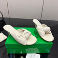BOTTEGA VENETA 26S KNOT-STRAP HIGH-HEEL SANDALS IN OFF-WHITE LAMBSKIN