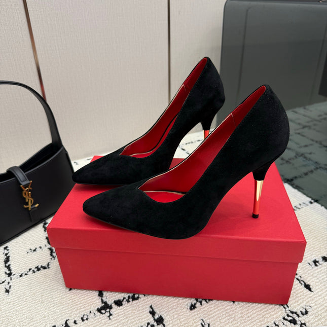 VALENTINO 26S HIGH HEELS 100 MM IN BLACK SUEDE