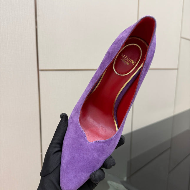 VALENTINO 26S HIGH HEELS 100 MM IN PURPLE SUEDE