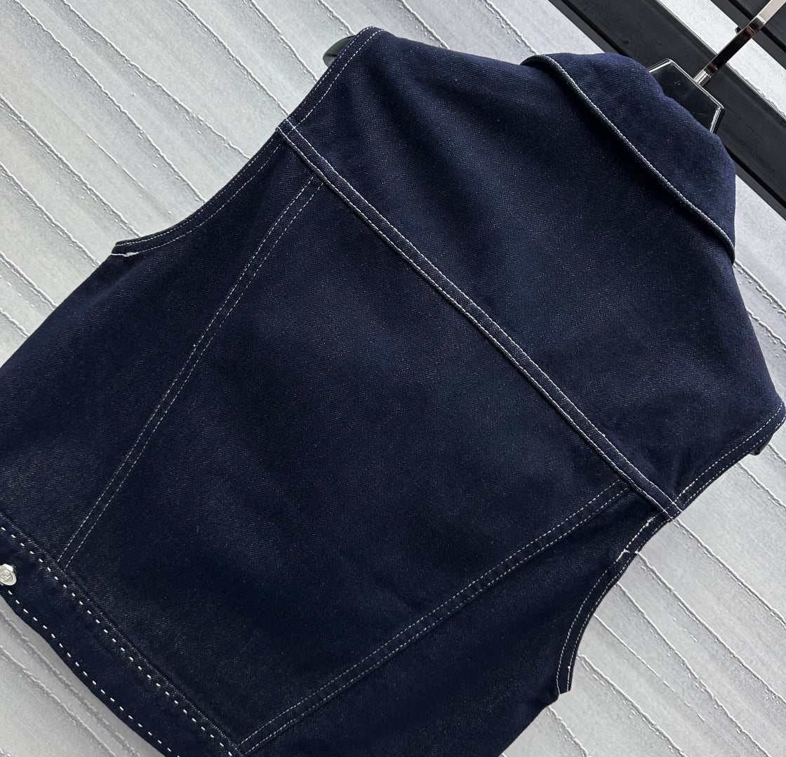 Fendi 25C Embroidered Denim Vest 228894