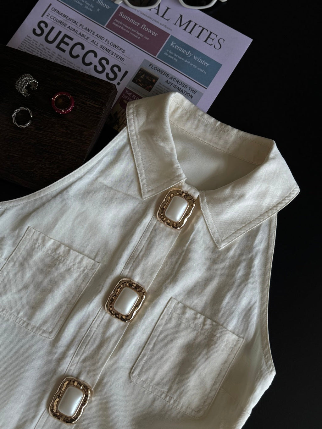 POLO COLLAR PINAFRORE DRESS 25S IN LINEN 267128