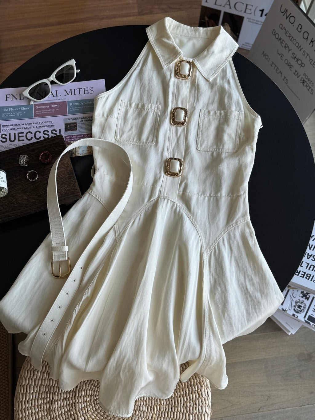 POLO COLLAR PINAFRORE DRESS 25S IN LINEN 267128