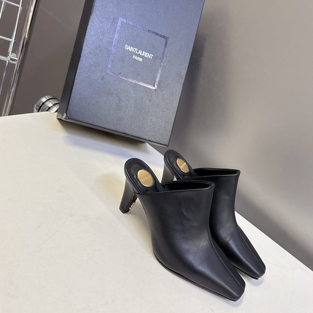 YSL 25S HIGH-HEEL SANDALS 75 MM IN BLACK LAMBSKIN