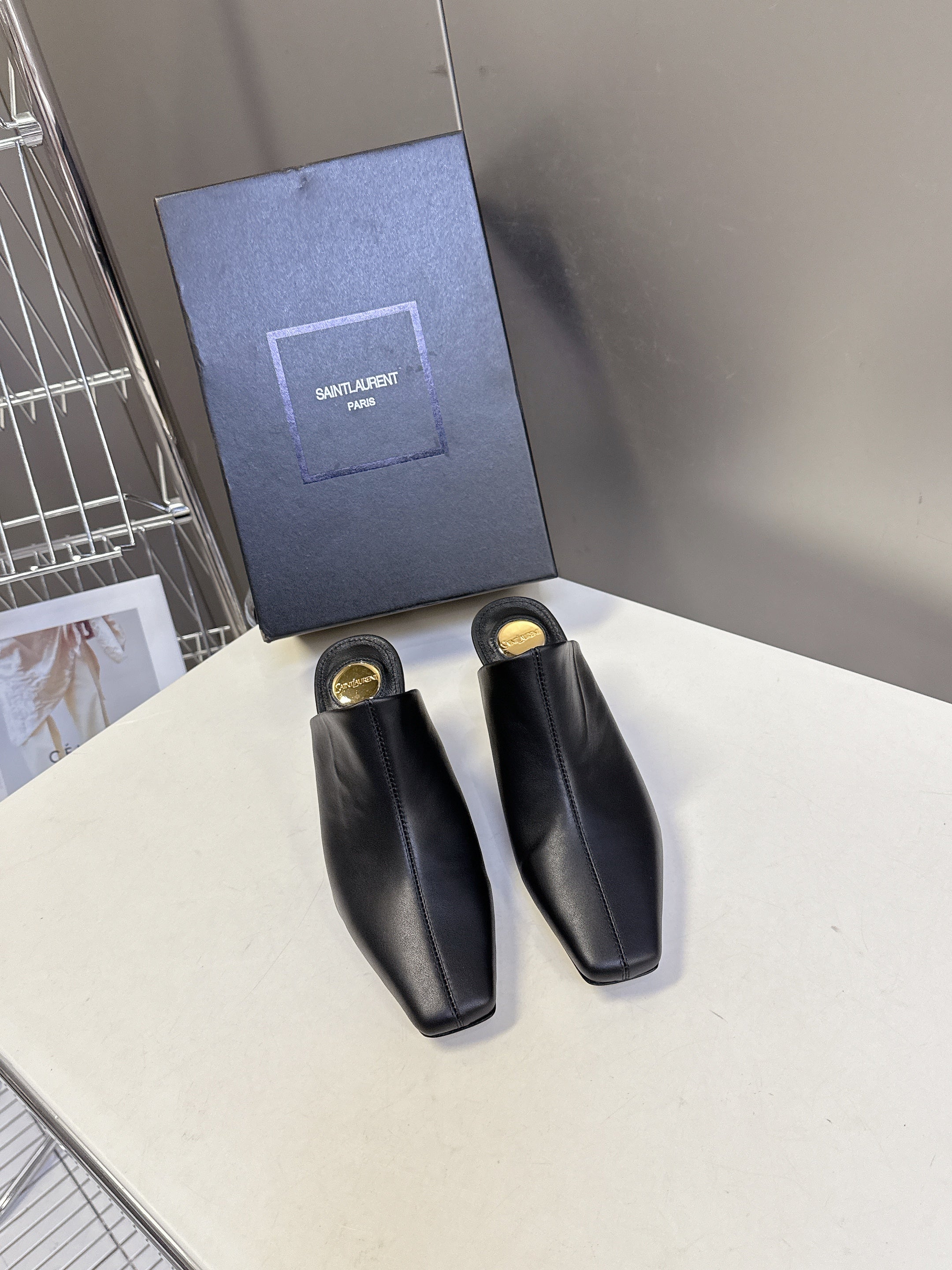 YSL 25S HIGH-HEEL SANDALS 75 MM IN BLACK LAMBSKIN