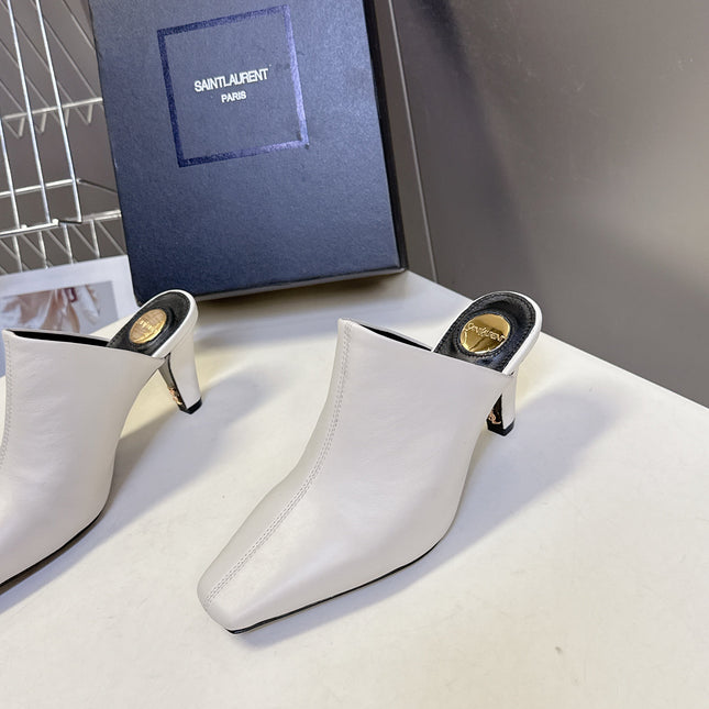 YSL 25S HIGH-HEEL SANDALS 75 MM IN WHITE LAMBSKIN