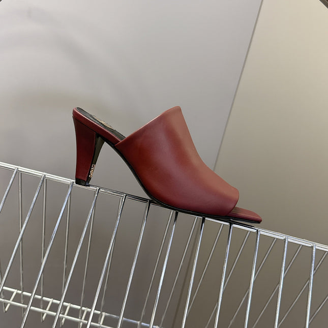 YSL 25S HIGH-HEEL SANDALS 75 MM IN DARK RED LAMBSKIN