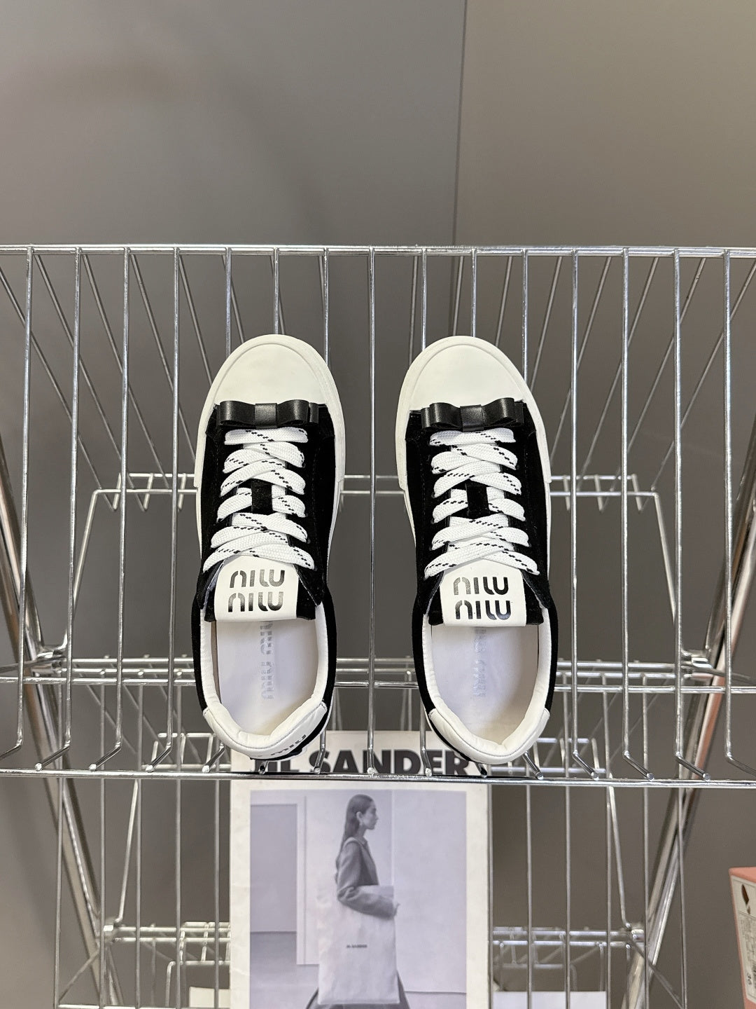 MIUMIU 25S SNEAKERS IN BLACK SUEDE