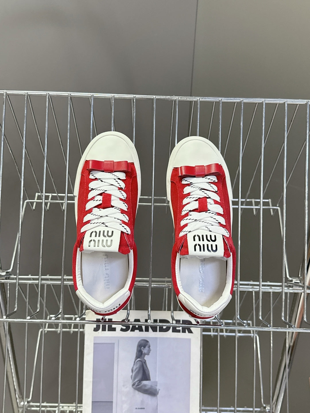 MIUMIU 25S SNEAKERS IN DARK RED SUEDE