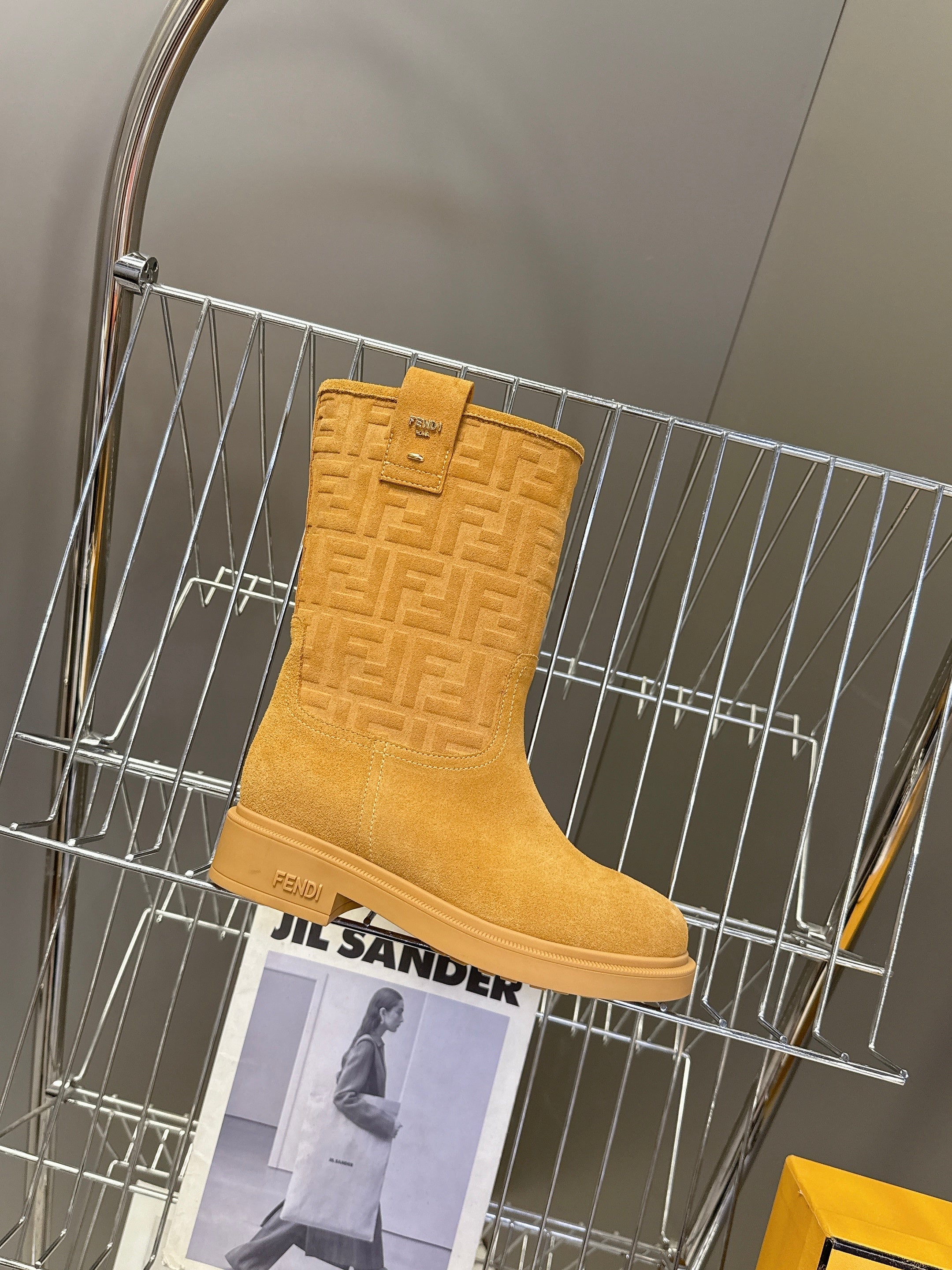 FENDI 25S BOOTS IN GOLDEN BROWN SUEDE
