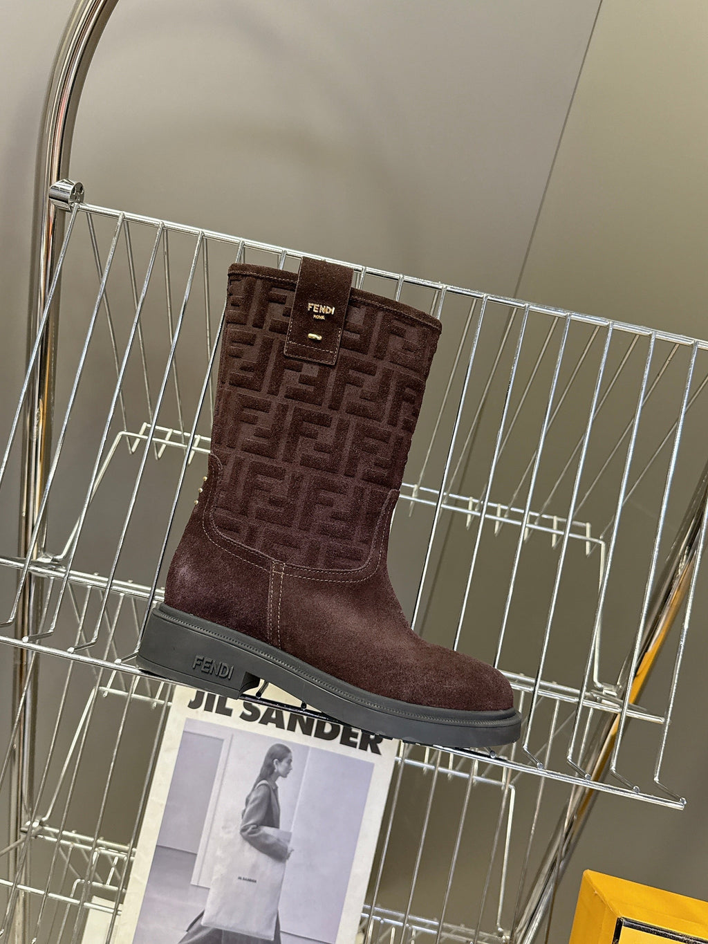 FENDI 25S BOOTS IN DARK CHOCOLATE BROWN SUEDE