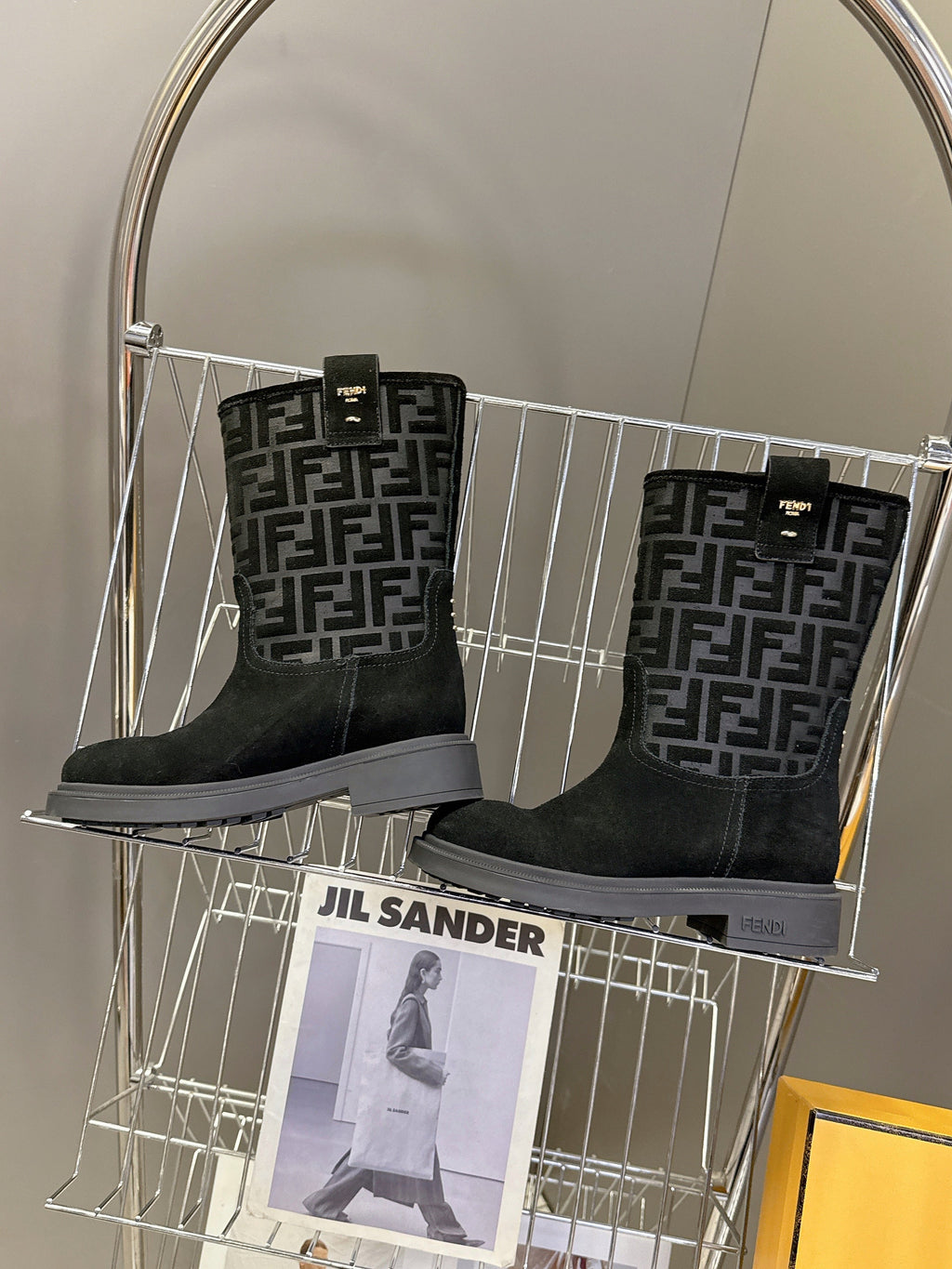 FENDI 25S BOOTS IN BLACK SUEDE