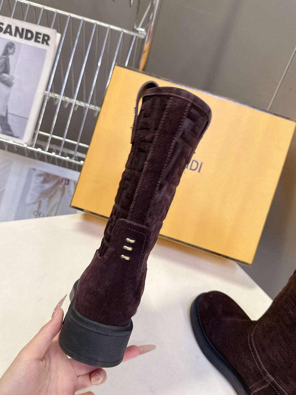 FENDI 25S BOOTS IN DARK CHOCOLATE BROWN SUEDE