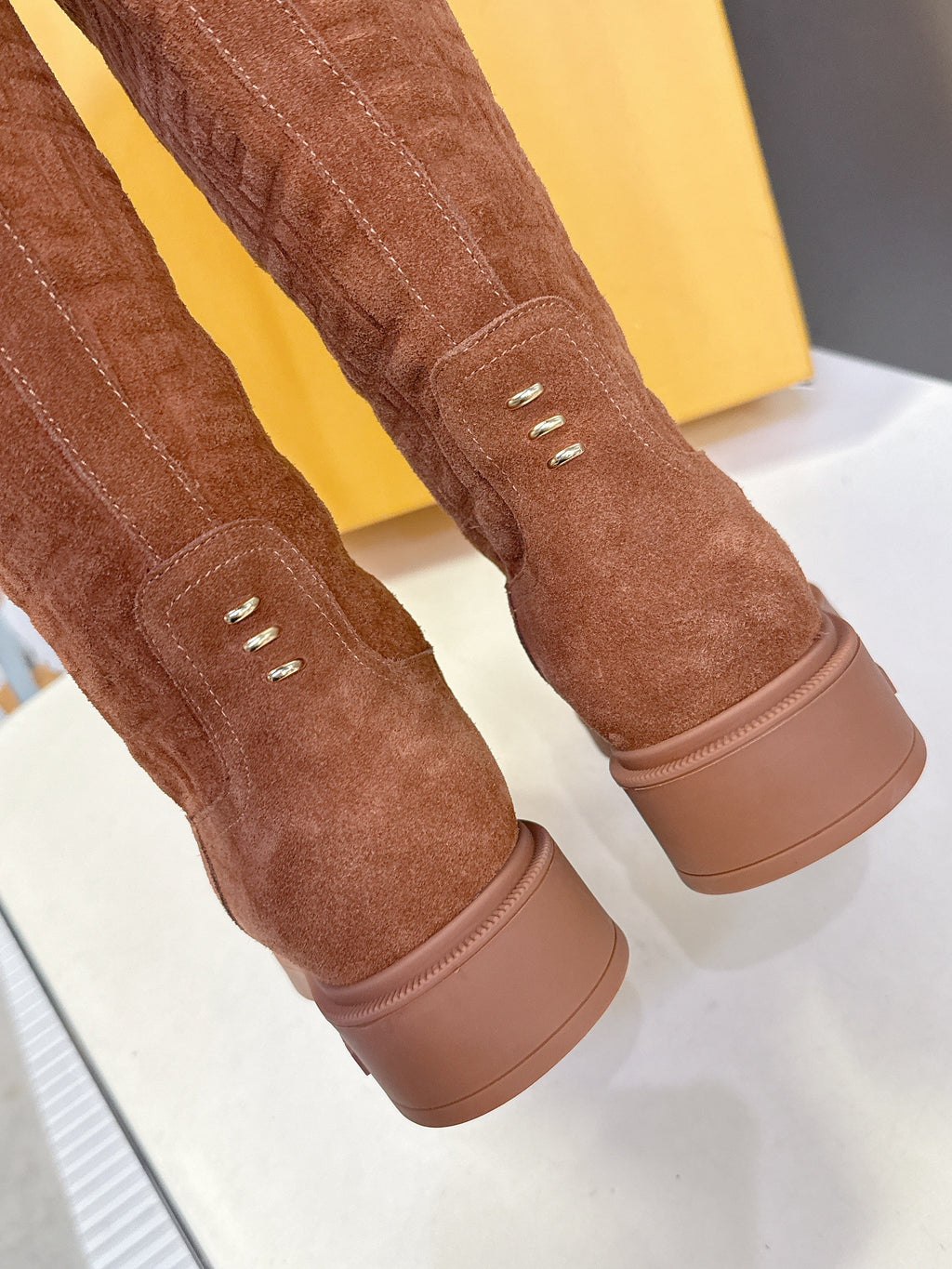 FENDI 25S HIGH-CUT BOOTS IN BROWN SUEDE
