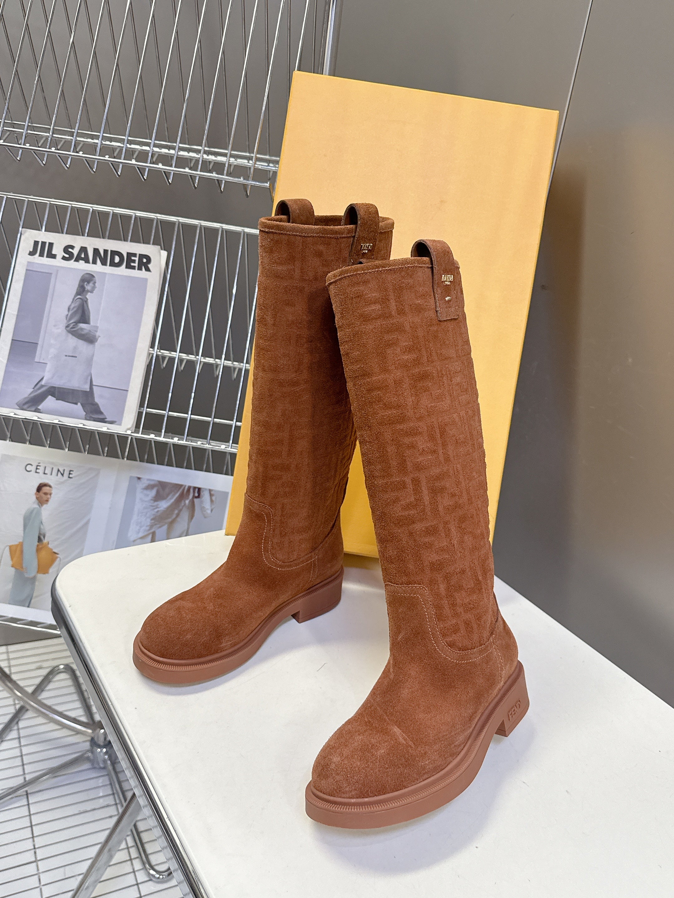 FENDI 25S HIGH-CUT BOOTS IN BROWN SUEDE