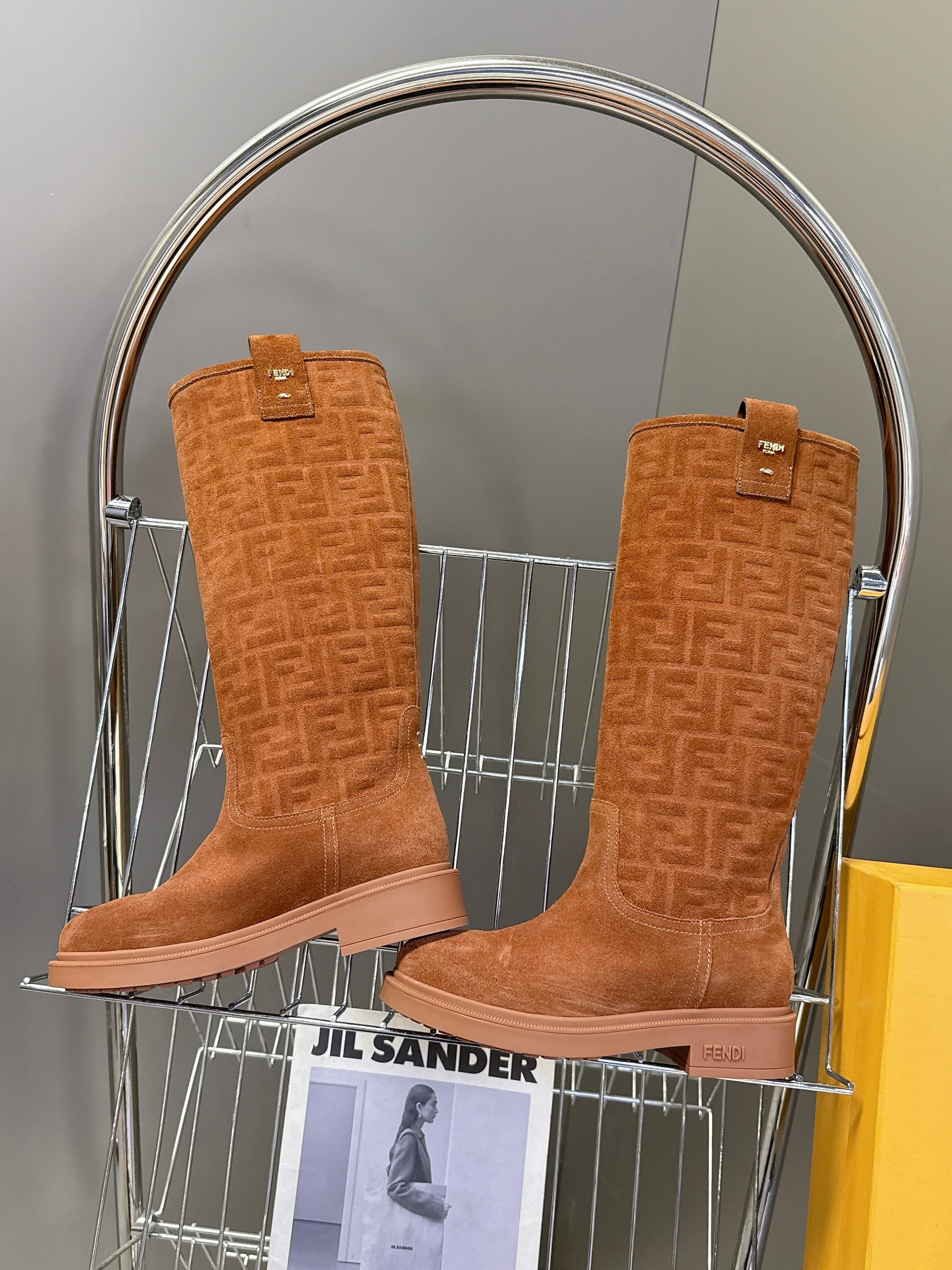 FENDI 25S HIGH-CUT BOOTS IN BROWN SUEDE