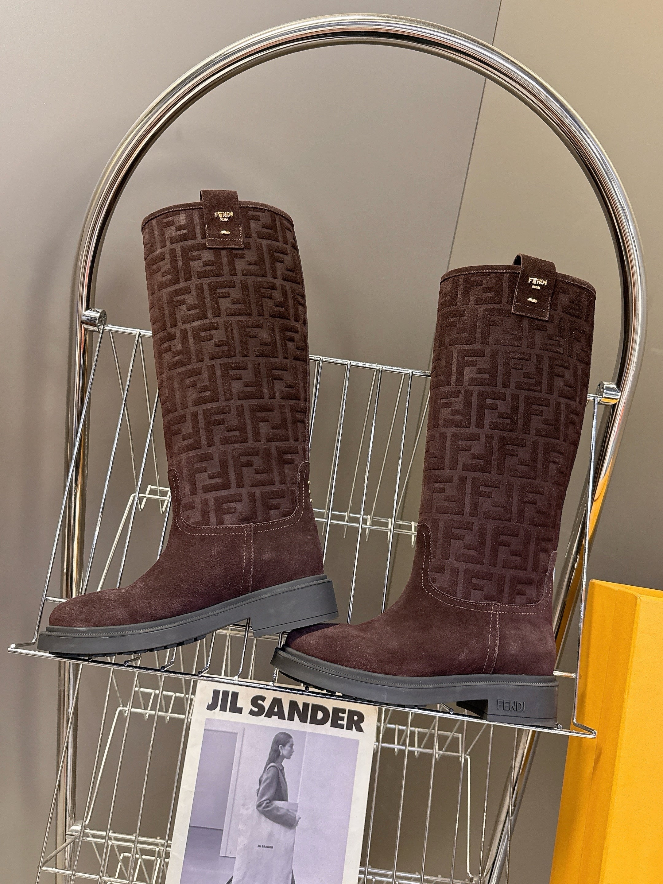FENDI 25S HIGH-CUT BOOTS IN DARK BROWN SUEDE