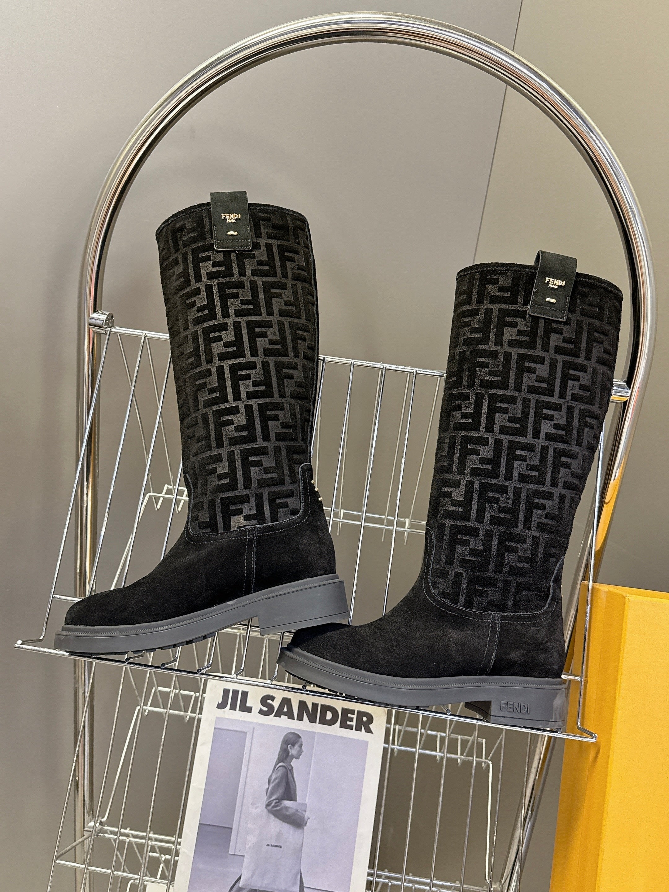 FENDI 25S HIGH-CUT BOOTS IN BLACK SUEDE