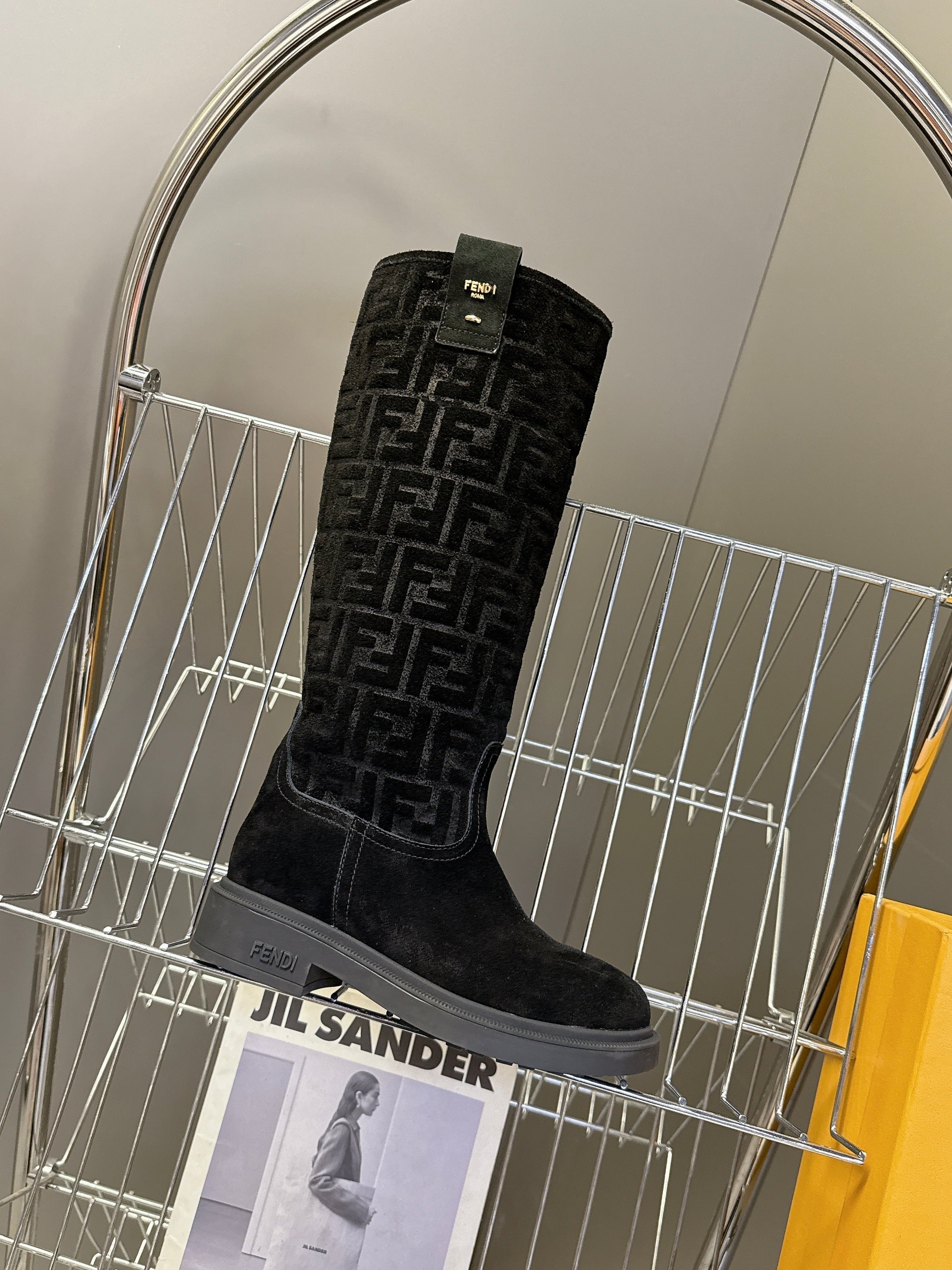 FENDI 25S HIGH-CUT BOOTS IN BLACK SUEDE