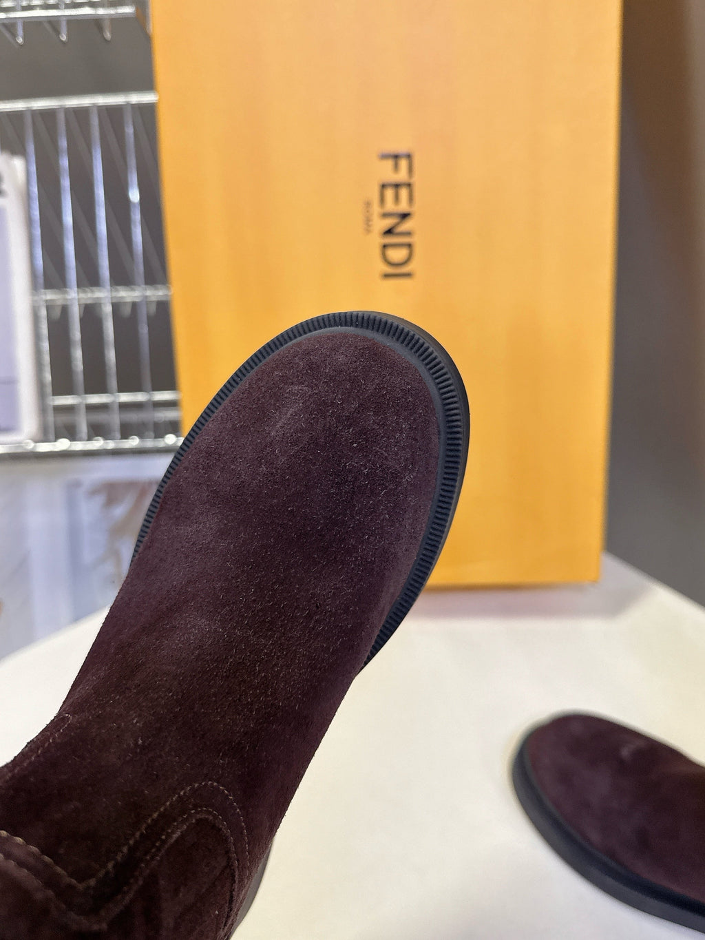 FENDI 25S HIGH-CUT BOOTS IN DARK BROWN SUEDE