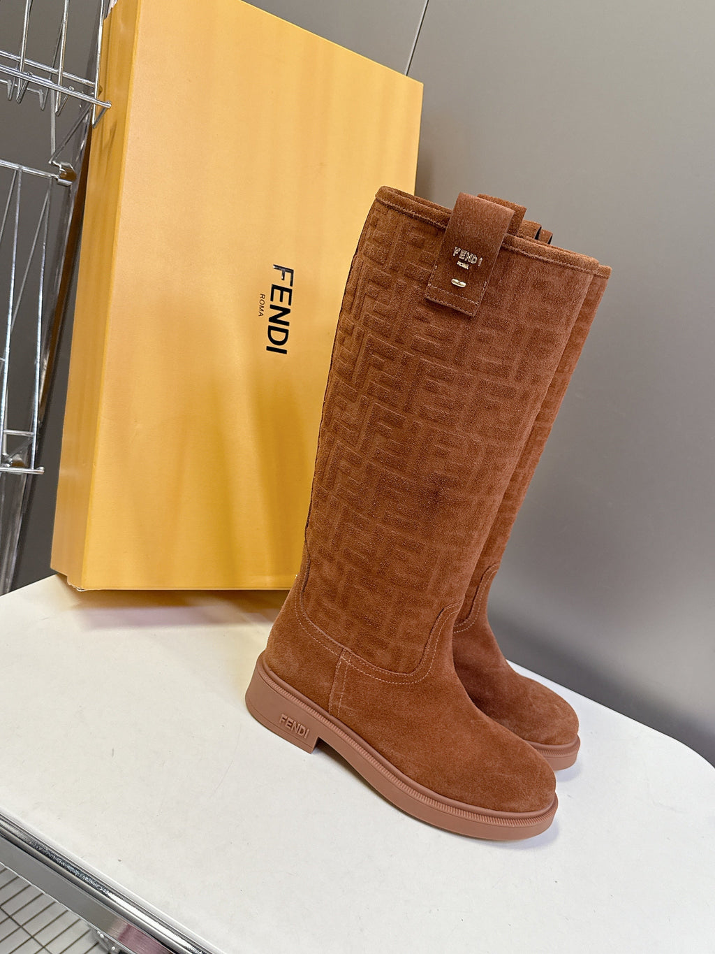 FENDI 25S HIGH-CUT BOOTS IN BROWN SUEDE