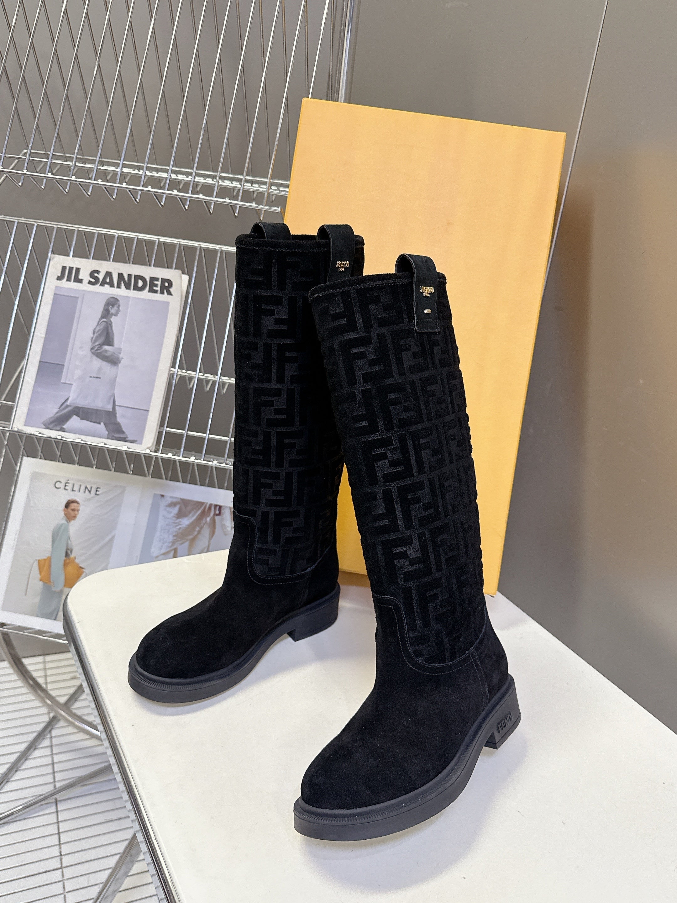 FENDI 25S HIGH-CUT BOOTS IN BLACK SUEDE