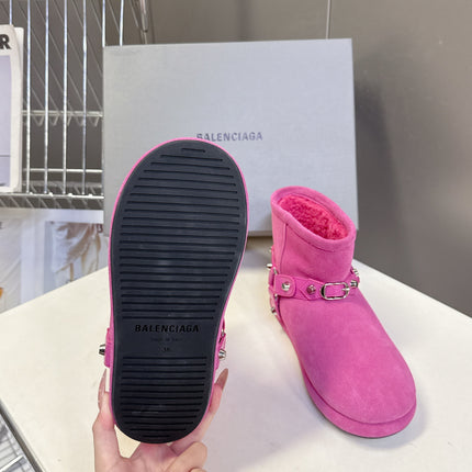BALENCIAGA 25S ALASKA ANKLE BOOTS IN PINK SUEDE AND LAMBSKIN