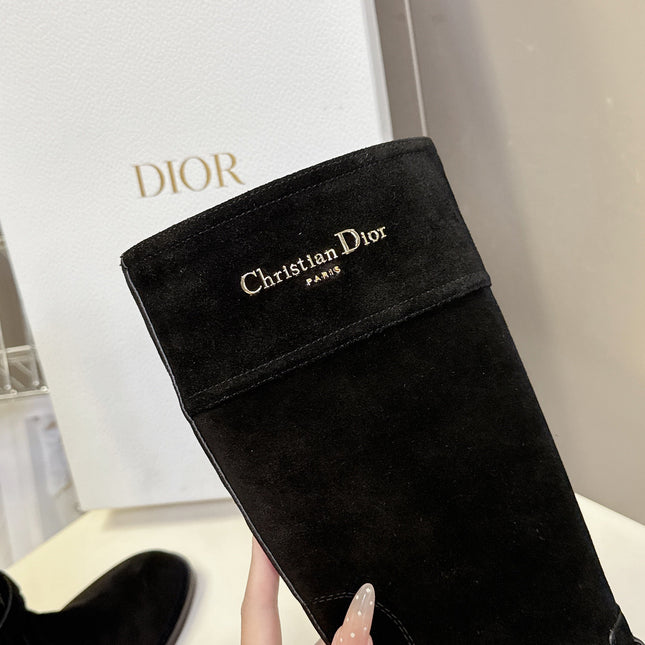 DIOR 25S BLACK HIGH BOOTS IN BLACK SUEDE