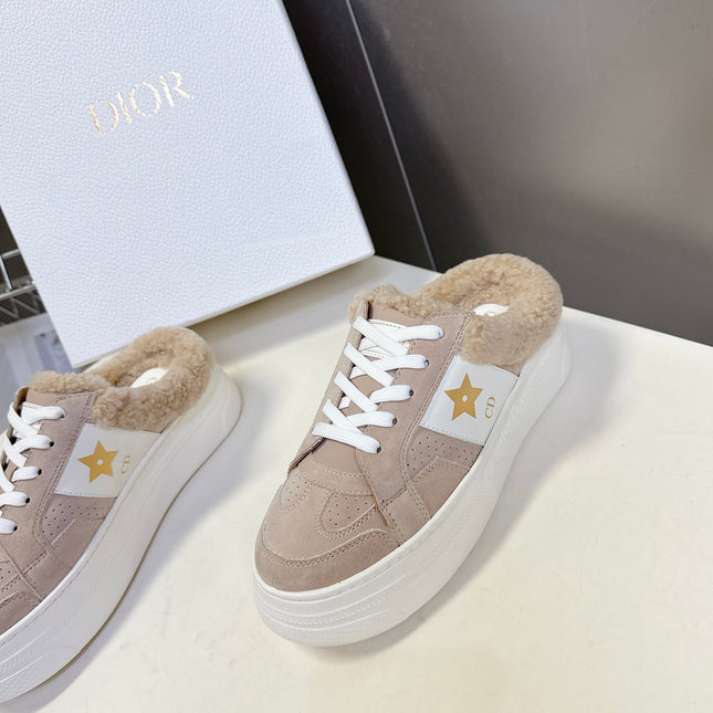 DIOR 25S DIOR STAR SNEAKERS 40 MM IN NUDE PINK SUEDE AND WOOL