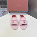 LP 26S SLIDES IN LIGHT PINK CANVAS AND CALFSKIN