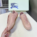 BURBERRY 26S LOW TOP SNEAKERS IN LIGHT PINK CALFSKIN AND SUEDE